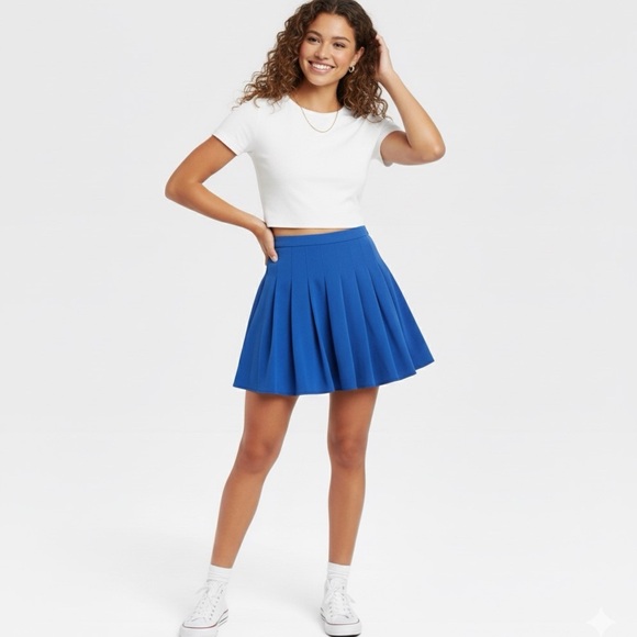 Princess Polly Pleated Blue Mini Skirt Size 4 - Picture 1 of 9